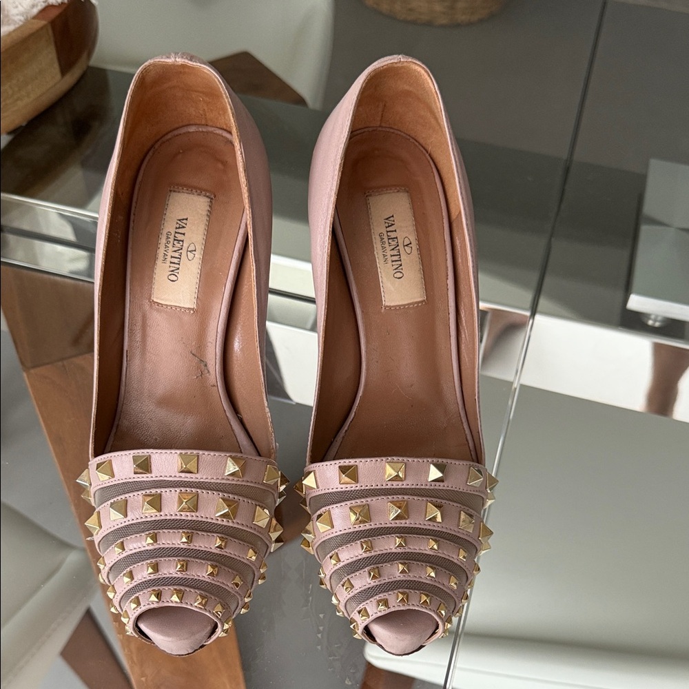 Valentino Blush Pink Studded Heels